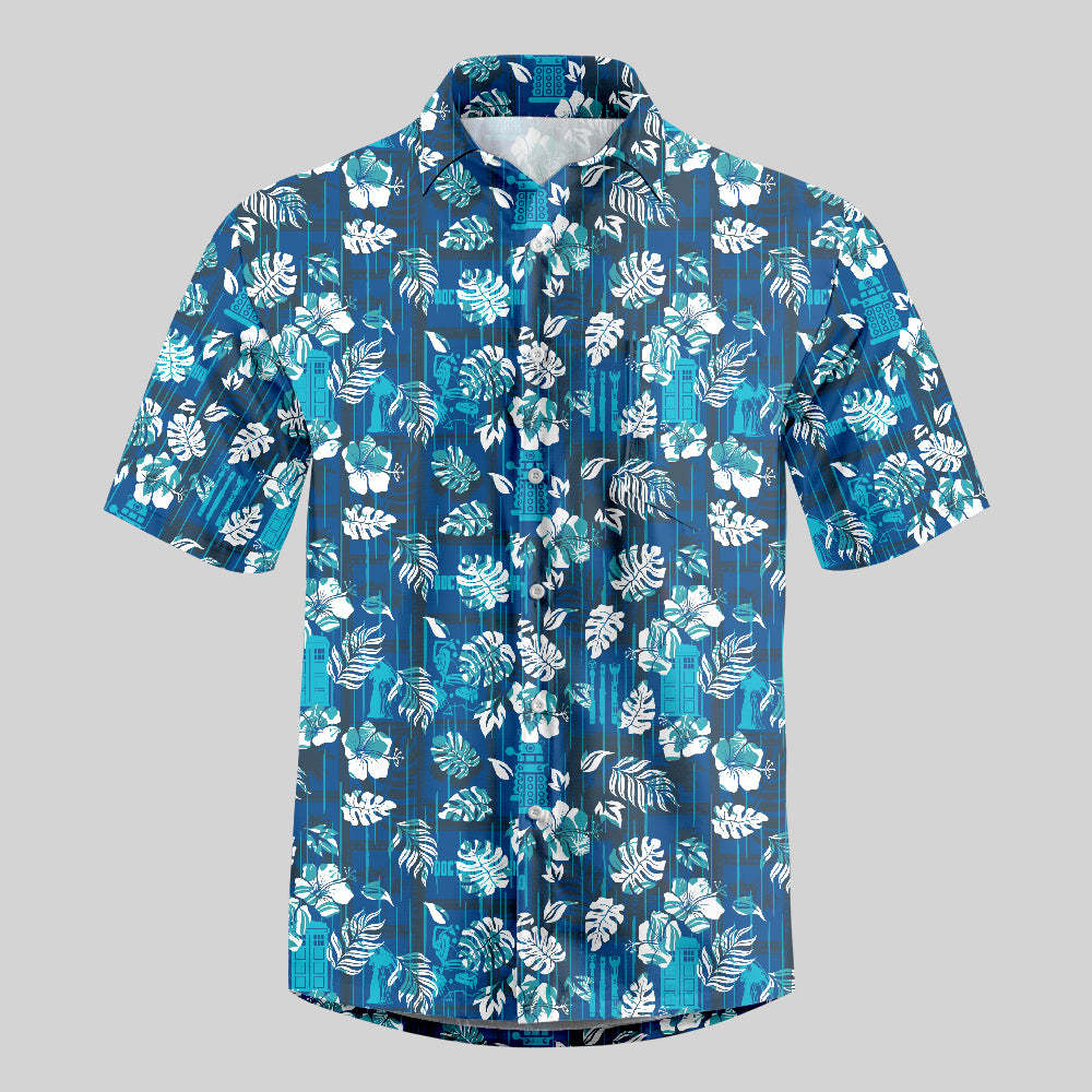 Geeksoutfit Doctor Who Hawaiian Leaves Button Up Pocket Shirt for Sale