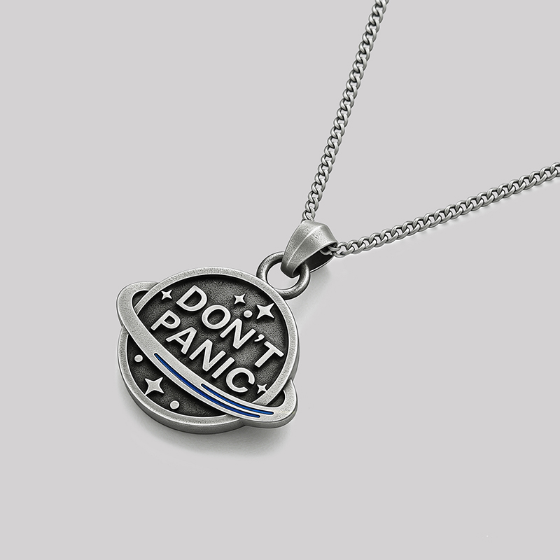 Don't Panic Geek Sculptural Necklace