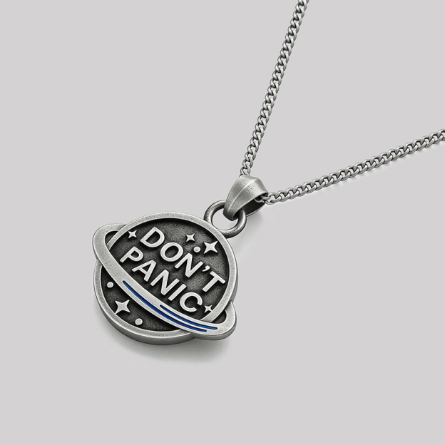 Don't Panic Geek Sculptural Necklace