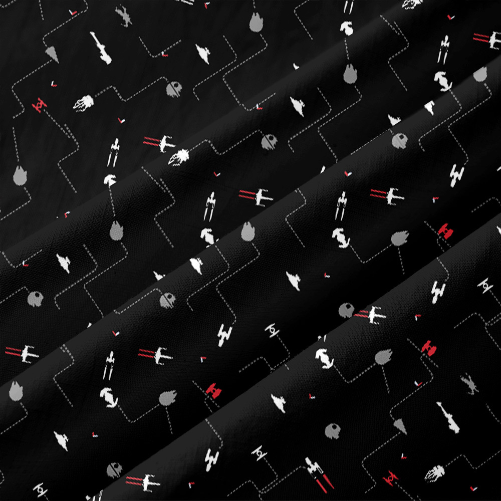 Spaceship Icon Black Button Up Pocket Shirt