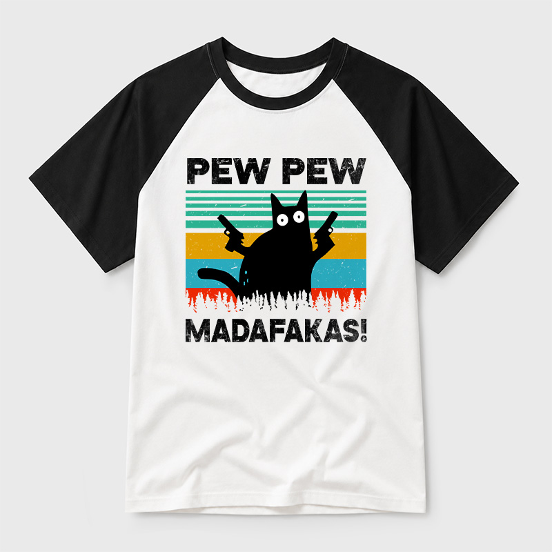 Pew Pew Madafakas Geek Retro Raglan T-Shirt