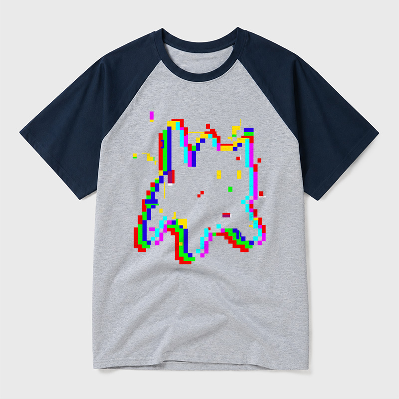 8 Glitch Geek Retro Raglan T-Shirt