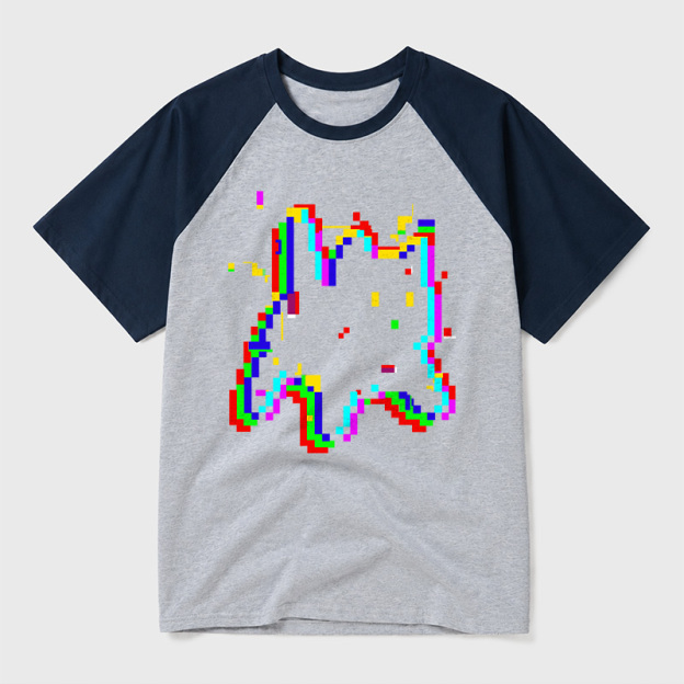 8 Glitch Geek Retro Raglan T-Shirt