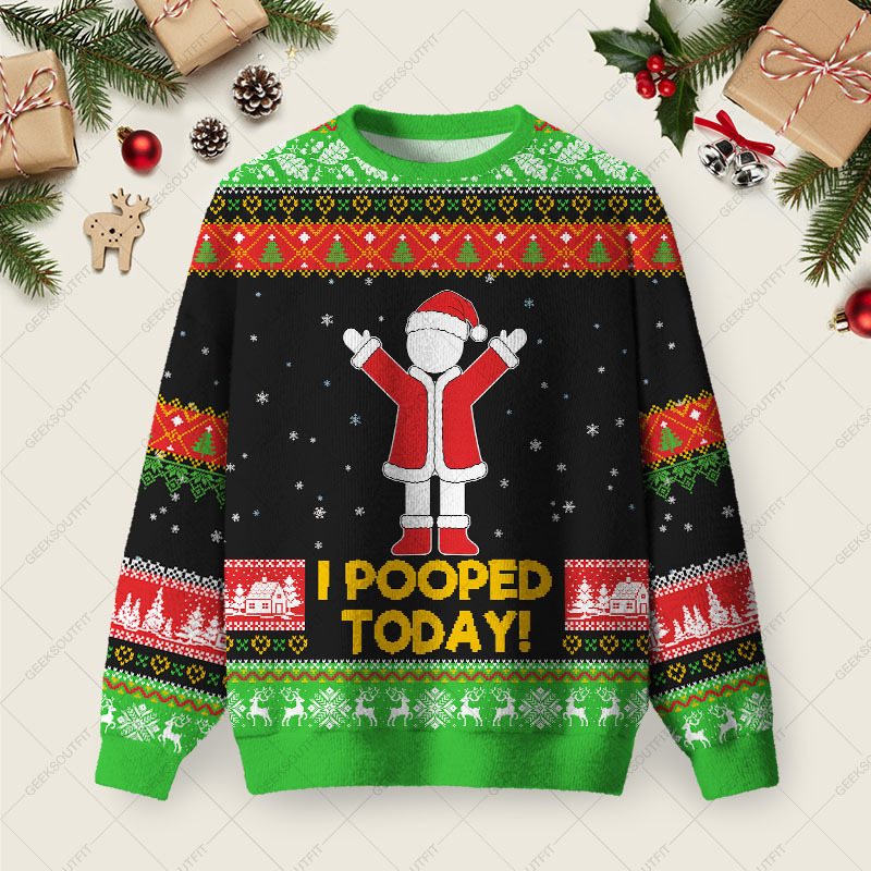Geeksoutfit I Popped Today Ugly Christmas Fuzzy Fleece Sweatshirt for Sale