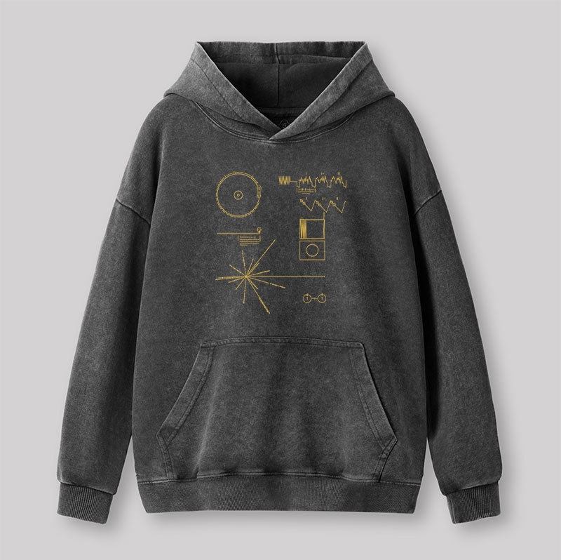 Geeksoutfit The Voyager Golden Record Washed Hoodie for Sale