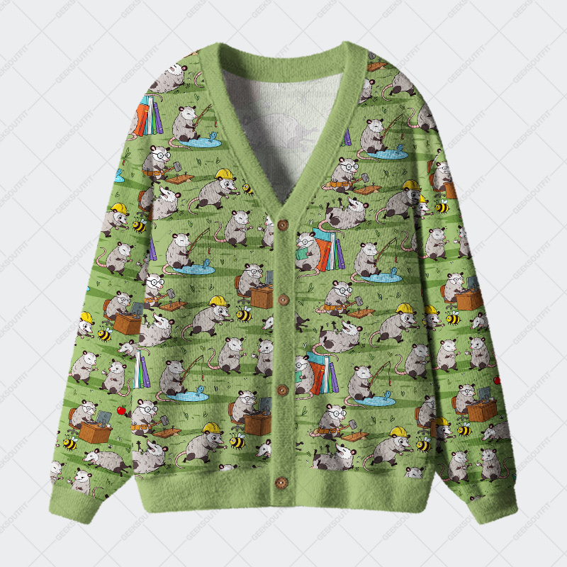 Geeksoutfit Busy Possums Geek Ugly Cardigan Sweaters for Sale