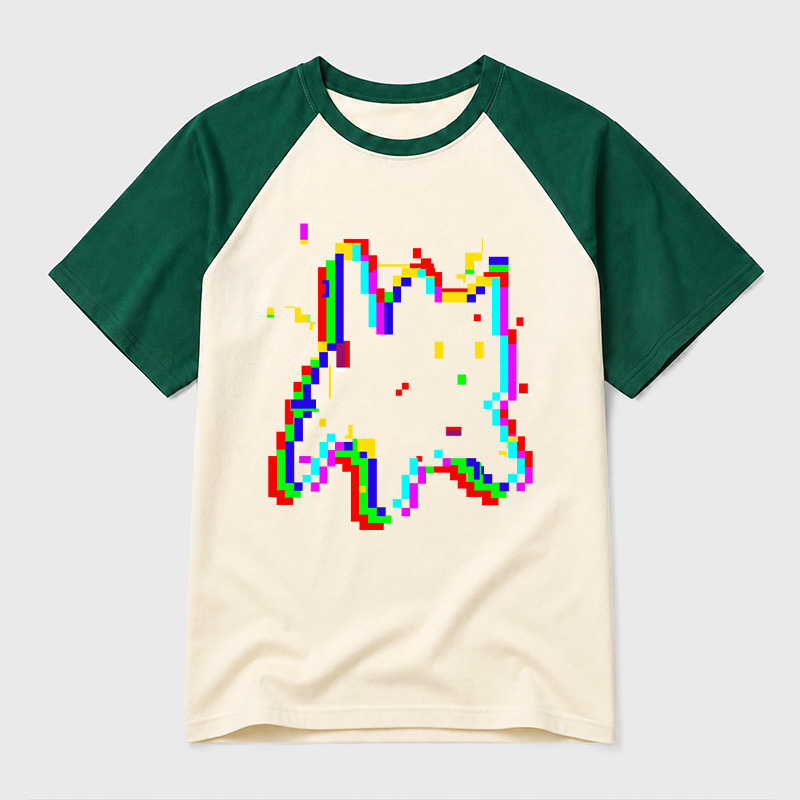 8 Glitch Geek Retro Raglan T-Shirt