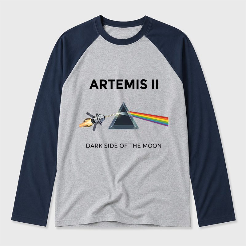 Dark Side of the Moon Geek Retro Raglan Long-Sleeve Tee