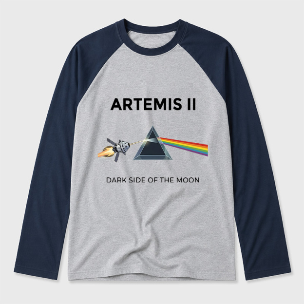 Dark Side of the Moon Geek Retro Raglan Long-Sleeve Tee