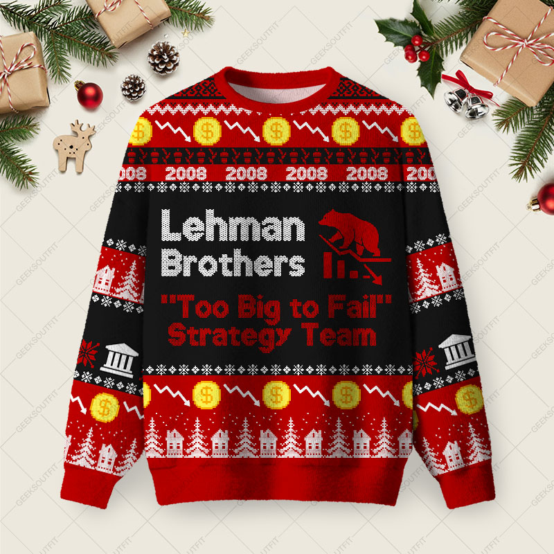 Geeksoutfit Lehman Brothers Ugly Christmas Fuzzy Fleece Sweatshirt for Sale