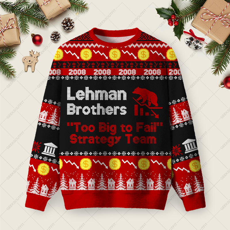 Geeksoutfit Lehman Brothers Ugly Christmas Fuzzy Fleece Sweatshirt for Sale