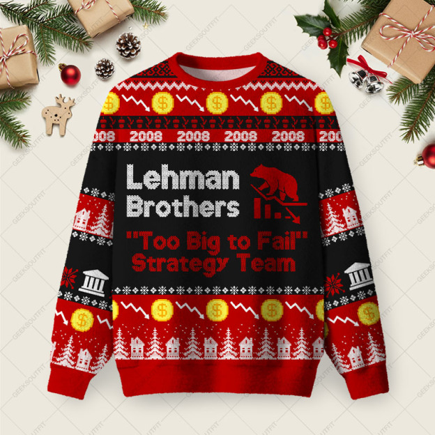 Lehman Brothers Ugly Christmas Fuzzy Fleece Sweatshirt