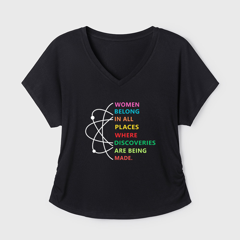 Women Belong In Science Geek Dolman Sleeve V-Neck Shirt