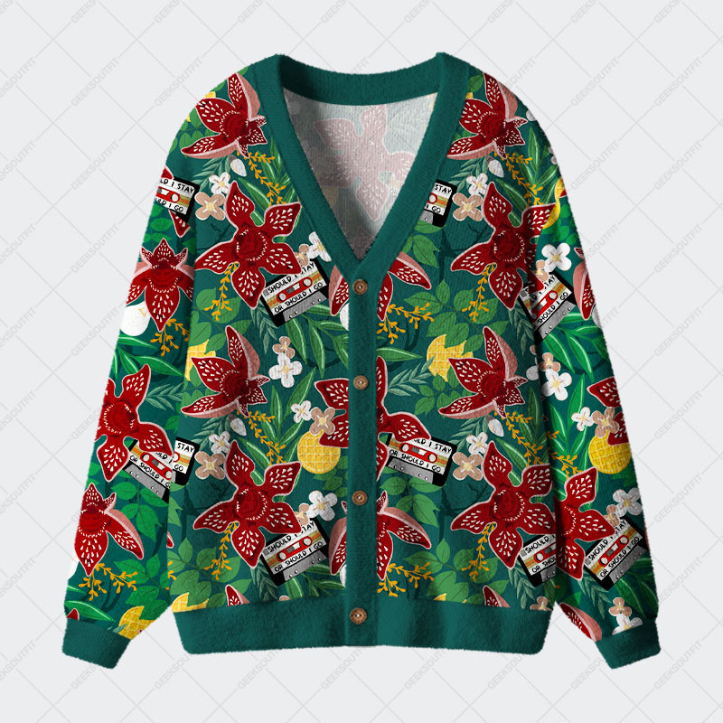 Geeksoutfit Stranger Things Jungle Piranha Geek Ugly Cardigan Sweaters for Sale