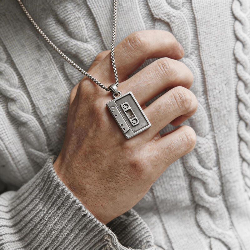 Retro Cassette Geek Sculptural Necklace
