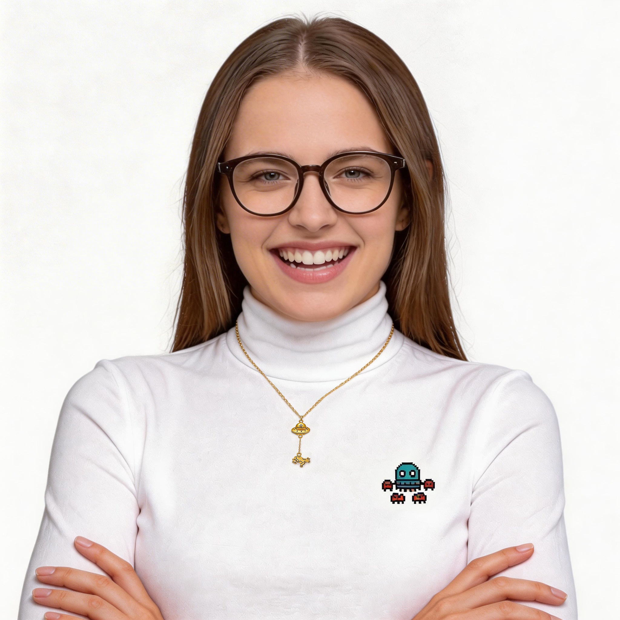 UFO Cow Abduction Geek Sculptural Necklace