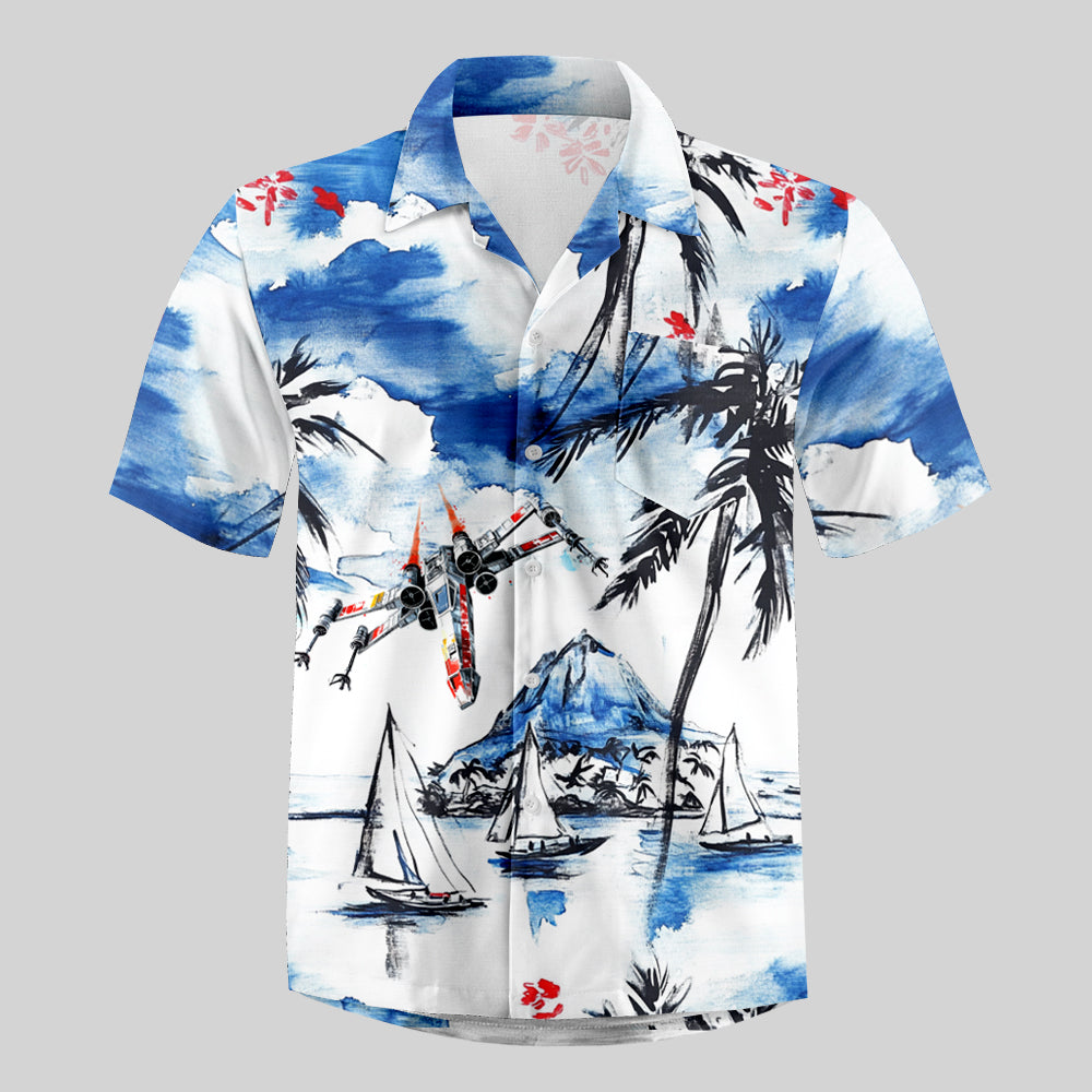 Galactic Island Escape Button Up Pocket Shirt