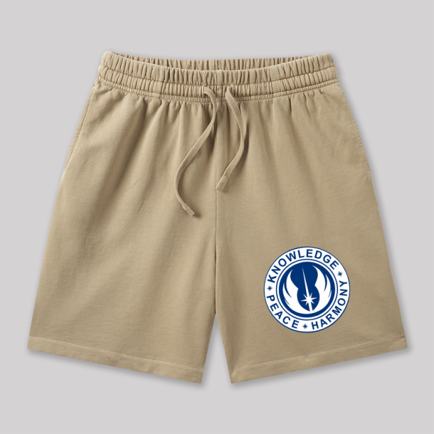 Peace Harmrmony Knowledge Geeky Washed Shorts