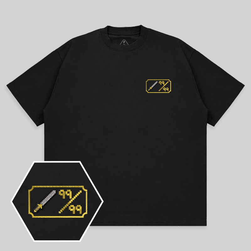 Personalized Pixel Skill 3 Geek Embroidered Unisex T-shirt