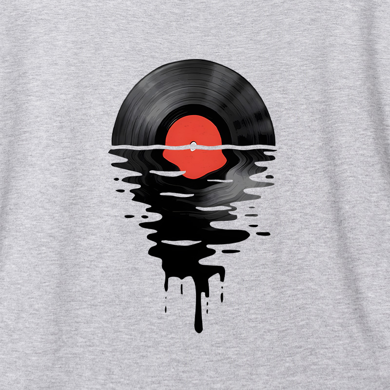 Vinyl LP Music Record Sunset Red Geek Dolman Sleeve V-Neck Shirt