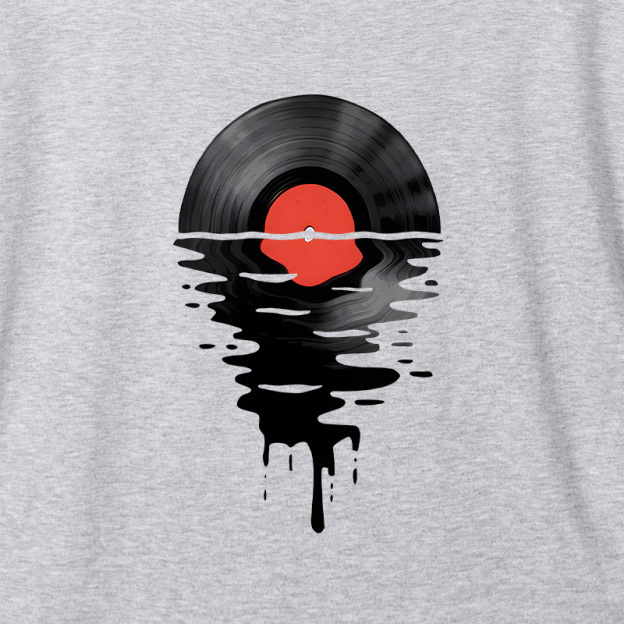 Vinyl LP Music Record Sunset Red Geek Dolman Sleeve V-Neck Shirt