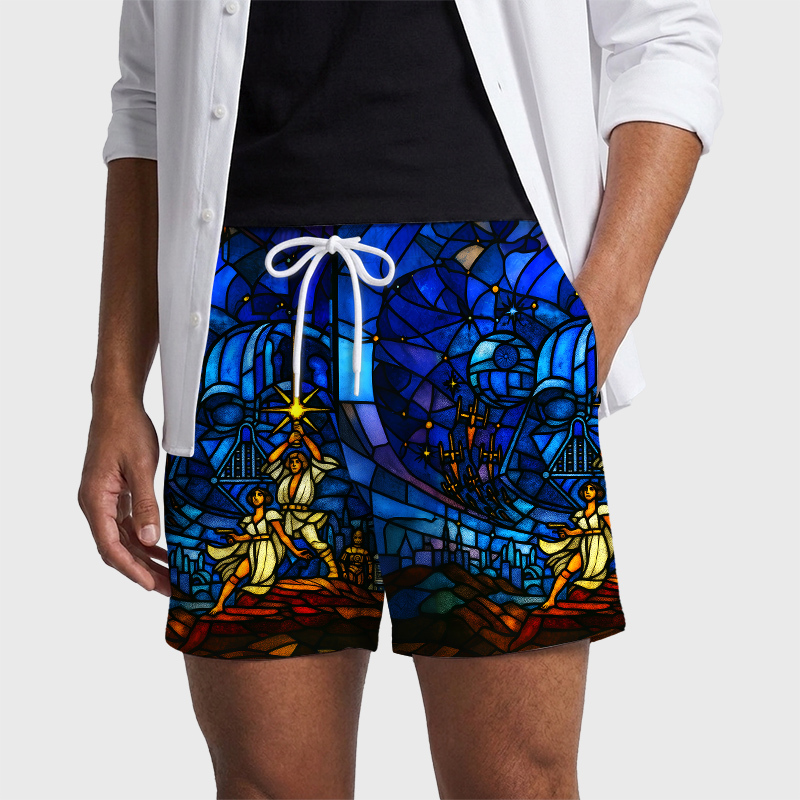 Church Window Grilles Sci-Fi Space War Geek Hawaiian Swim Trunks