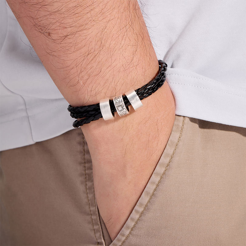 Circuit Board Geek Silver Bead Bracelet