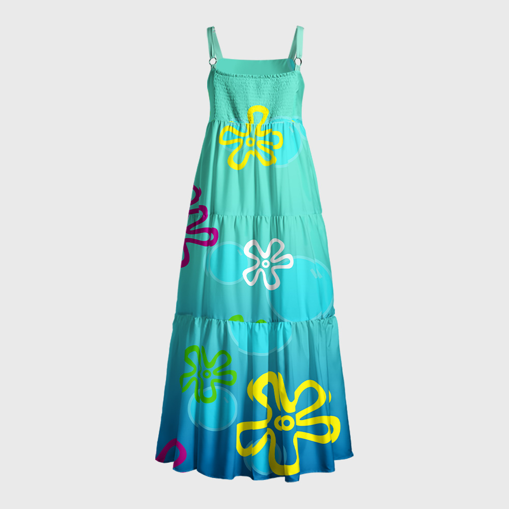 Underwater Beach Geek Tiered Cami Maxi Dress