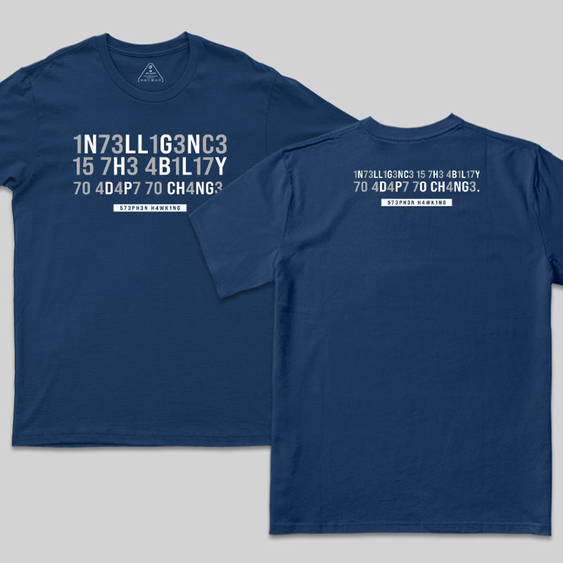 Intelligence-Stephen Hawking Science Nerd Front and Back Printed T-Shirt