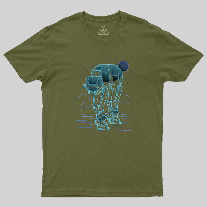 Neon Line-Art Armored Walker Geek T-Shirt