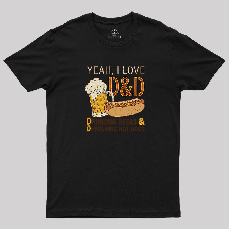 Drinking Beer Devouring Hot Dogs Geek T-Shirt
