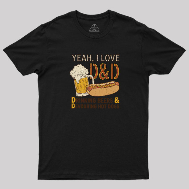 Drinking Beer Devouring Hot Dogs Geek T-Shirt