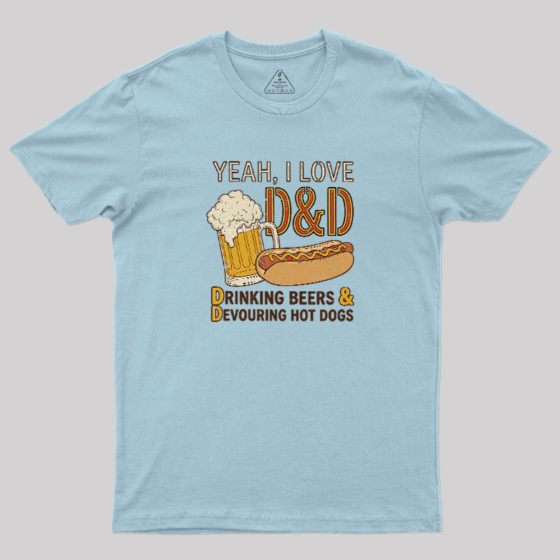 Drinking Beer Devouring Hot Dogs Geek T-Shirt
