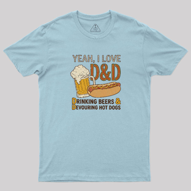 Drinking Beer Devouring Hot Dogs Geek T-Shirt