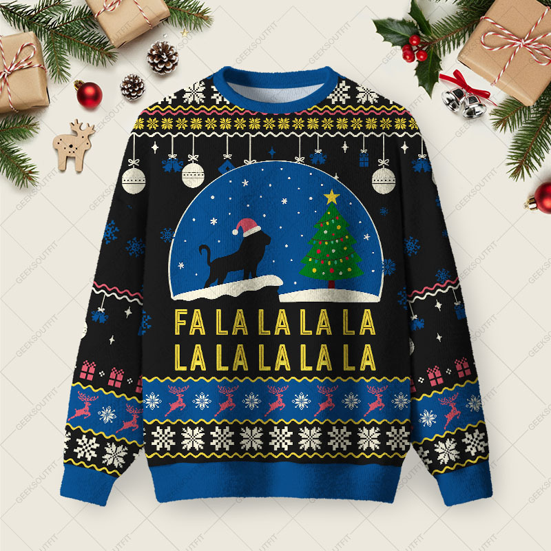Geeksoutfit FA LA LA LA LA Ugly Christmas Fuzzy Fleece Sweatshirt for Sale