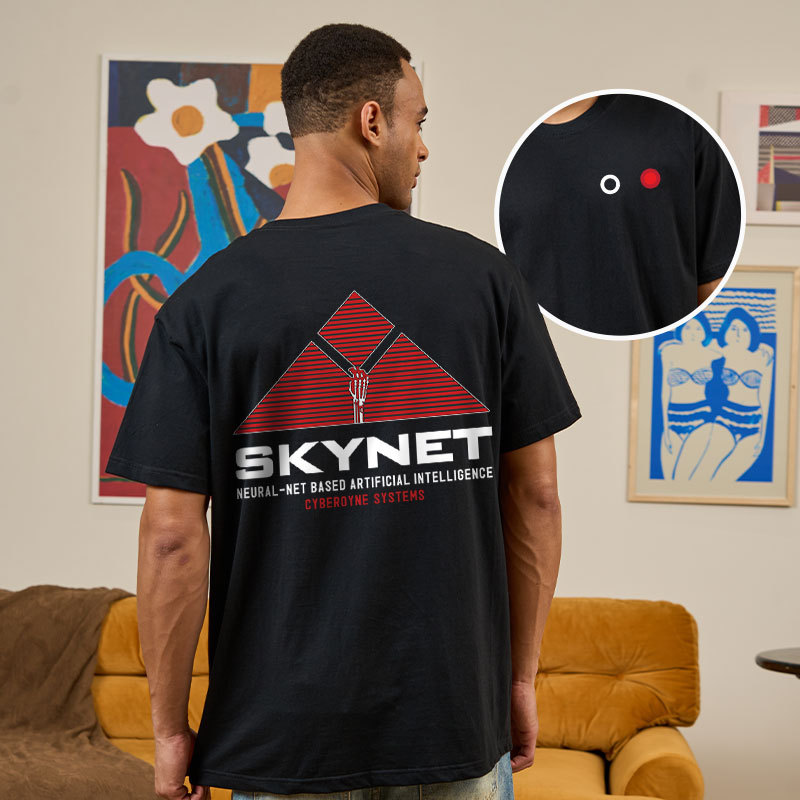 Skynet Rising Front and Back Printed Geek T-Shirt