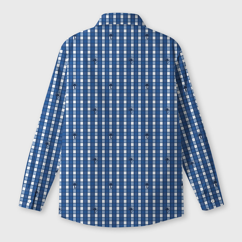 Blue Facehugger Plaid Geek Long-Sleeved Shirt