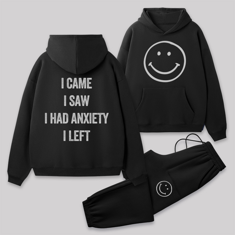 Social Anxiety Chronicles Front and Back Printed Geek Fleece Hoodie Set