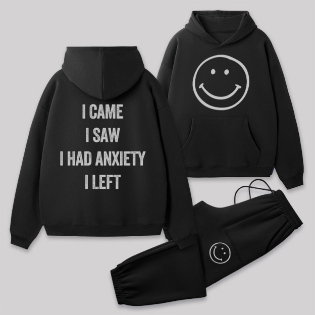 Social Anxiety Chronicles Front and Back Printed Geek Fleece Hoodie Set