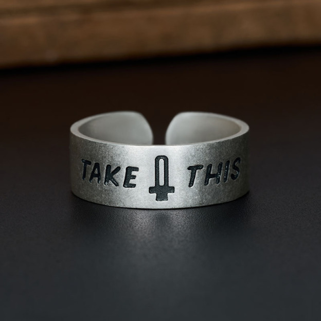 Take This Geek Silver Band Ring