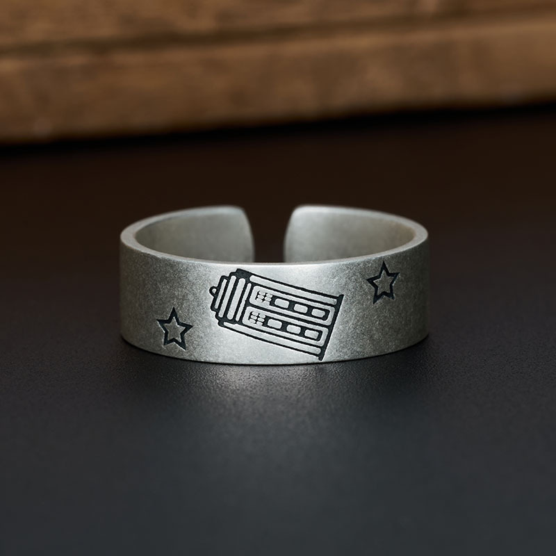 TARDIS Geek Silver Band Ring
