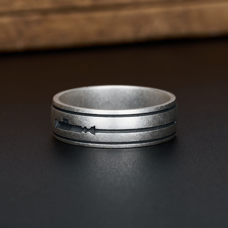 Blade of the Galaxy Geek Silver Band Ring