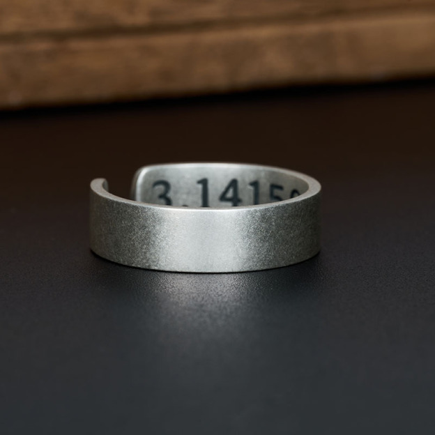 Pi Geek Silver Band Ring