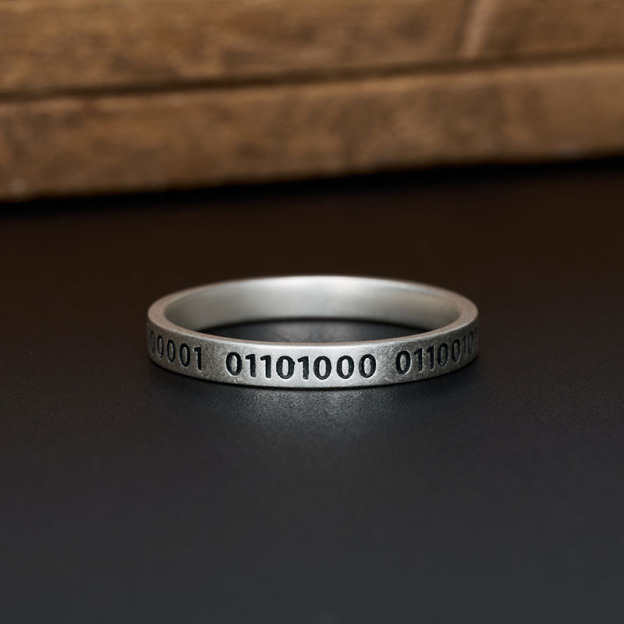 Binary Code Geek Silver Band Ring
