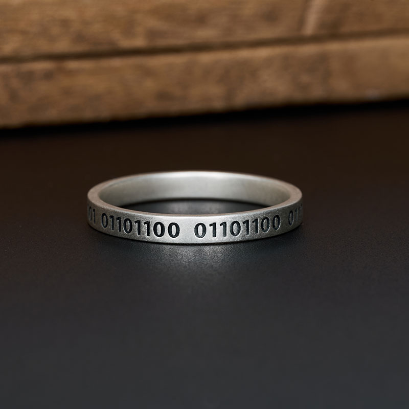 Binary Code Geek Silver Band Ring