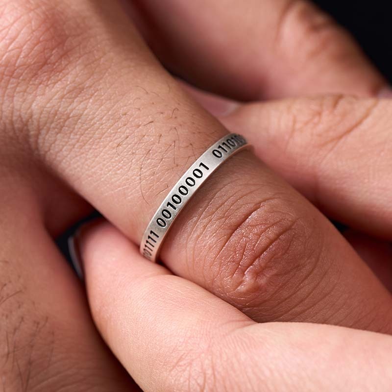 Binary Code Geek Silver Band Ring