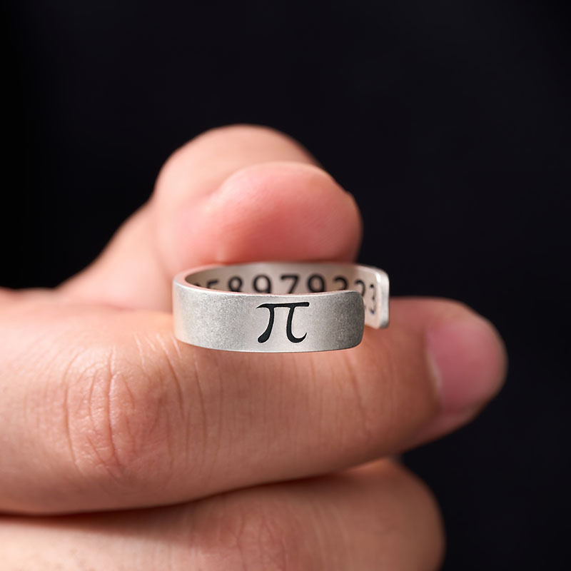 Pi Geek Silver Band Ring