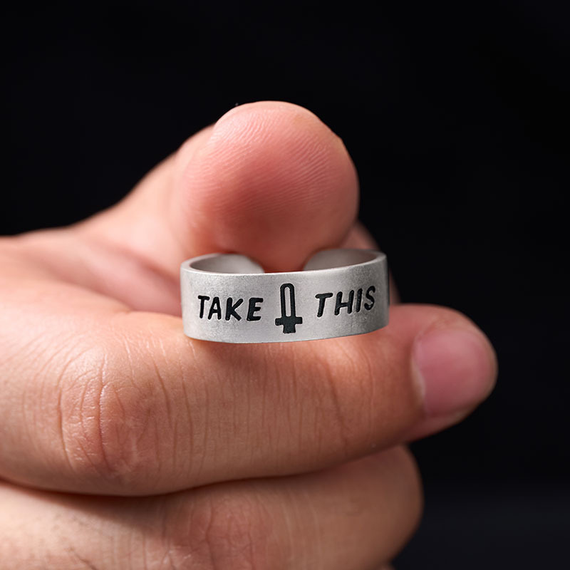 Take This Geek Silver Band Ring