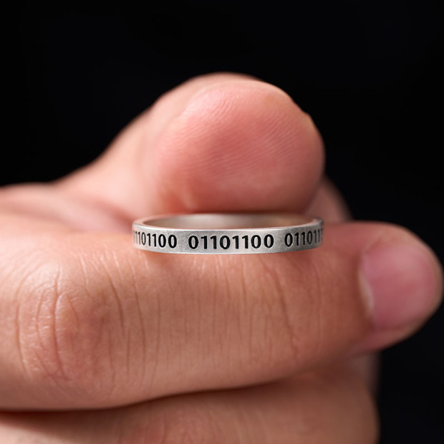 Binary Code Geek Silver Band Ring