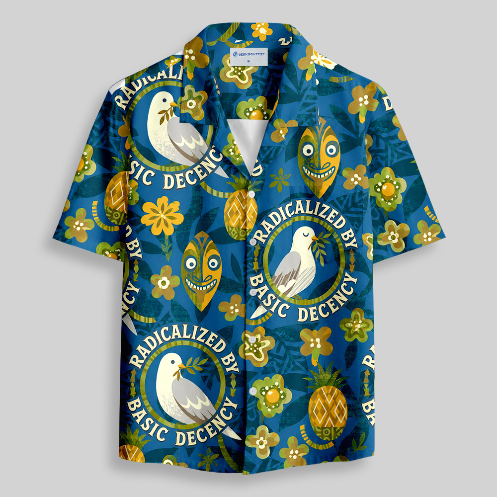 Radicalized by basic decency Tropical Dove Hawaiian Button Up Pocket Shirt
